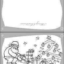 Natal para crianças, Cartão de Natal com o Papai Noel e os presentes