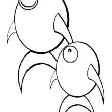 Desenho de dois peixes para colorir