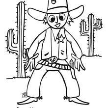 Desenho de um Cowboy no deserto para colorir