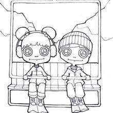 Desenho de crianças em um teleférico para colorir