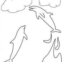 Desenho de golfinhos pulando para colorir