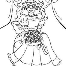 Desenho de uma princesa com flores para colorir