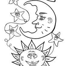 Desenho do Sol e da Lua  para colorir