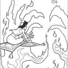 Desenho do Aladdin e do fogo para colorir