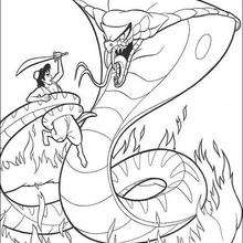 Desenho do Aladdin com a cobra para colorir