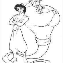 Desenho do Aladdin com seu companheiro, o Gênio