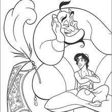 Retrato do Gênio com o Aladdin para colorir