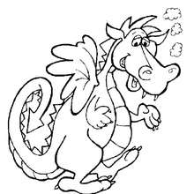 Desenho de um dragão passeando para colorir