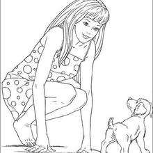 Desenho da Barbie com seu cachorrinho para colorir