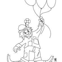 Desenho de um palhaço com balões para colorir