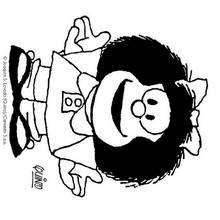 Desenho da Mafalda dizendo oi para colorir
