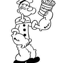 Desenho do Popeye com uma lata de espinafre para colorir