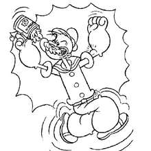 Desenho do Popeye, o marinheiro, comendo espinafre para colorir