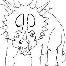 Desenho para colorir online da cara de um Tricerátopo