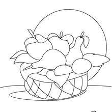 Desenho de uma cesta de frutas para colorir