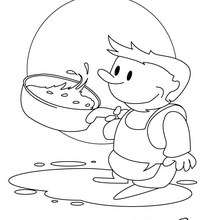 Desenho de um menino cozinhando para colorir online