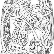 Desenho de um dragão celta para colorir