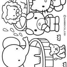 Desenho da Hello Kitty no jardim zoológico para colorir