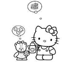 Desenhos para colorir de desenho da hello kitty colhendo flores