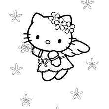 Desenho da Hello Kitty de anjinho para colorir