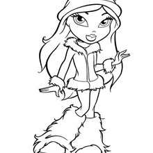 Desenho da Bratz no inverno para colorir