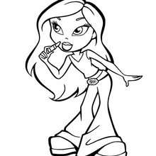 Desenho da Bratz com seu batom para colorir