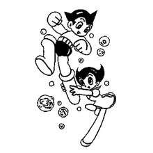 Desenho para colorir do Astro Boy com sua amiga