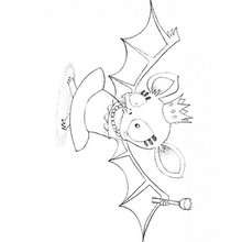 Desenho de uma rainda morcego no Dia das Bruxas para colorir