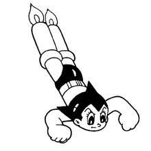 Desenho do Astro Boy voando para colorir