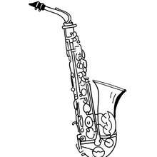 Desenho de um Saxofone para imprimir e colorir