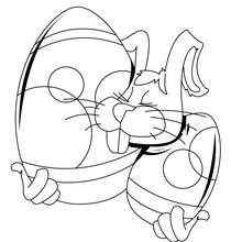 Desenho do coelhindo da Páscoa com ovos para colorir