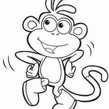 Desenho do macaco Botas dançando para colorir