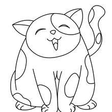 Desenho de um gato kawaii gordinho para colorir