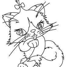 Gatinho fofo kawaii para colorir - Imprimir Desenhos