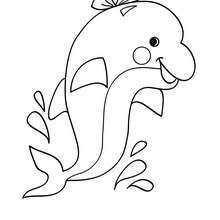 Desenho de um golfinho Kawaii para colorir