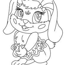 Desenho de um coelho Kawaii para colorir