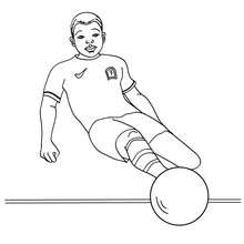 Desenho de um jogador de futebol caindo para colorir