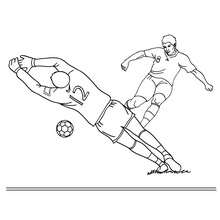 Desenho de um jogador de futebol marcando um pênalti para colorir online