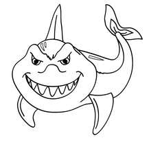 Desenho de um tubarão engraçado para colorir