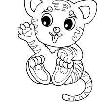 Desenho de um tigre Kawaii para colorir