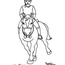 Desenho de uma menina andando a cavalo para colorir