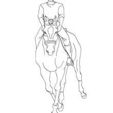 Desenho para colorir de um cavaleiro no seu cavalo