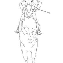 Desenhos para colorir de desenho de um homem saltando com seu cavalo para  colorir online 