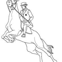 Desenho de um homem saltando com seu cavalo para colorir online