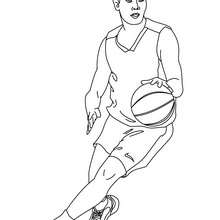 Desenho de um jogador de basquete driblando para colorir