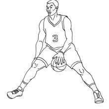 Desenho de um jogador de basquete driblando para colorir online