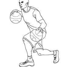 Desenho de um jogador driblando com uma bola em cada mão para colorir