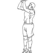Desenho de um jogador de basquete arremessando para colorir