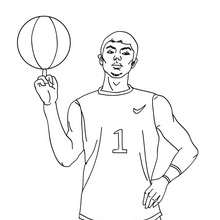 Desenho de um jogador de basquete com a bola para colorir