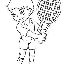 Desenho de um jogador de tênis pronto pro jogo para colorir